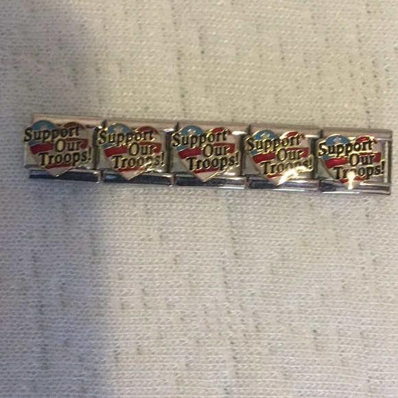 Single Stainless steel and enamel “Support our Troops Italian charms 9 mm. - Picture 2 of 3